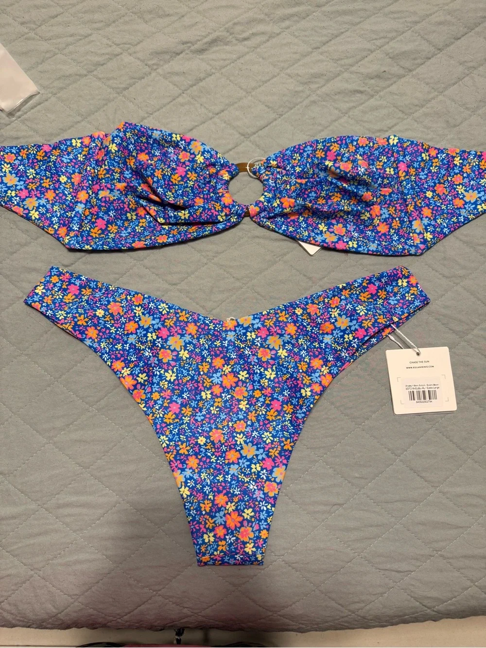 Kulani Kinis Blue Floral Bikini Top and Bottom Set